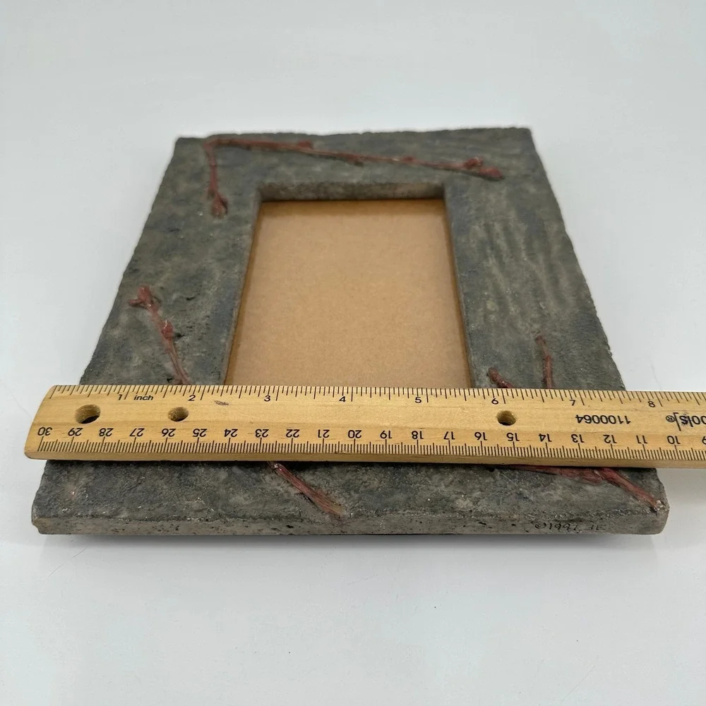 Vintage 1997 JE Rustic Stone Look Branch 4x6 Picture Frame Grey Nature Decor